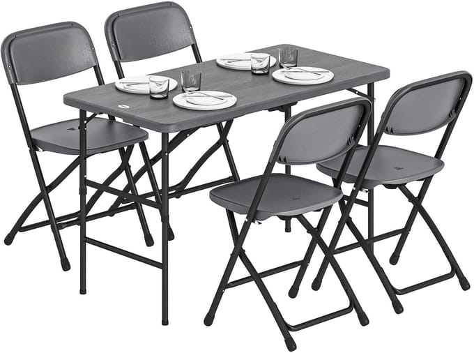 Outsunny Terraseetset - Staal, HDPE - 118 x 60 x 74 cm - Donkergrijs
