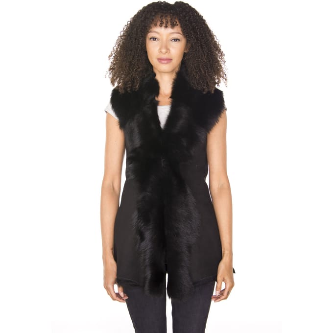 Lange damesbodywarmer van Toscana-schapenvacht-Sorocaba