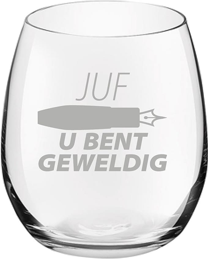 Gegraveerde Drinkglas 39cl Juf u bent geweldig