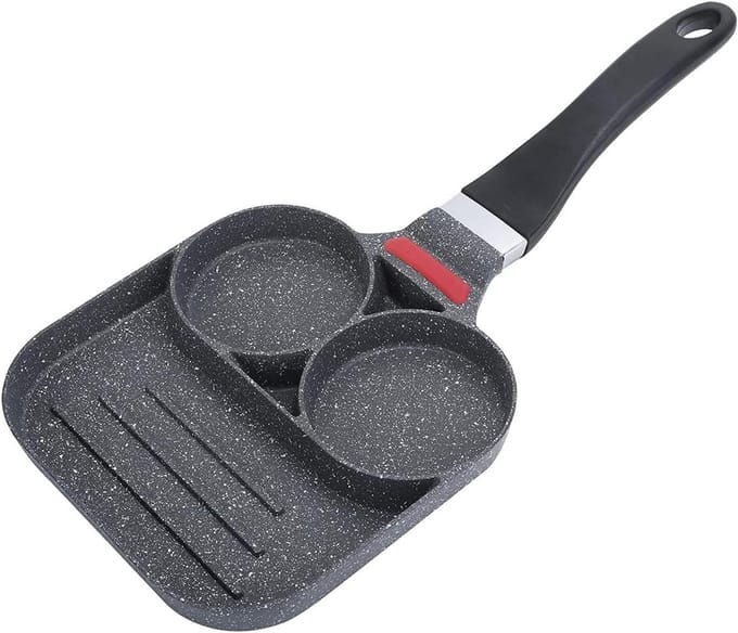 Pannenkoekenpan - Eierpan Koekenpan - Ontbijt Bakken - Gelijkmatige Warmte - 3-Kops - Zwart