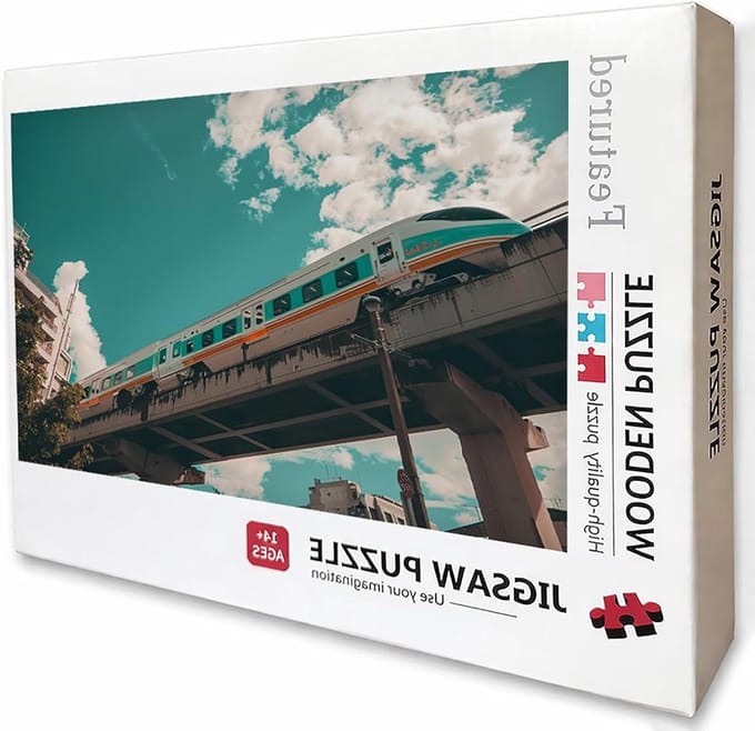 Houten Puzzel - Grote Puzzel - Ontspanning Thuis - Met Letterindeling - 5000 Stukjes - Trein Thema