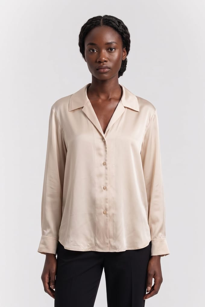 ARKET Lemmy Satin Silk Shirt Beige Taglia: S | Magliette intime Outlet | Donna | Marrone