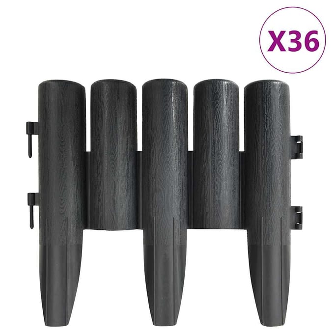 vidaXL - Gazonranden - 36 - st - 10 - m - PP - antracietkleurig