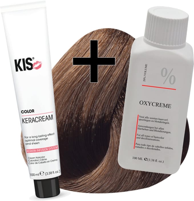 KIS haarverfset - 7N Middelblond  - haarverf & waterstofperoxide