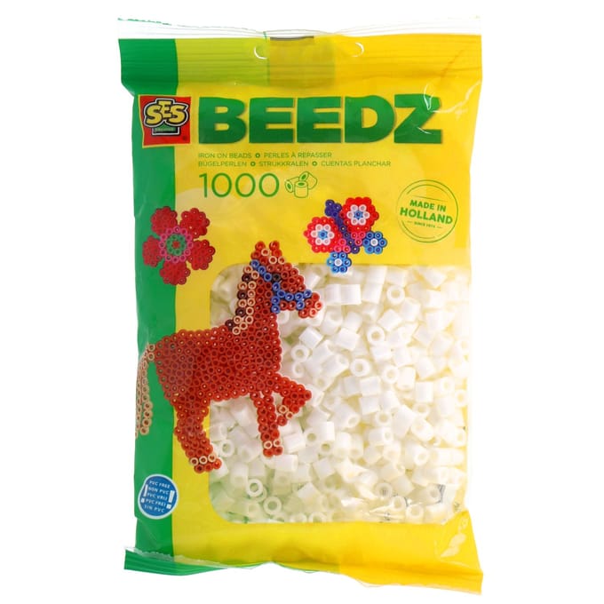 SES Creative - Beedz - Wit - Strijkkralen - 1000 Stuks - PVC Vrij - Vanaf 5 Jaar