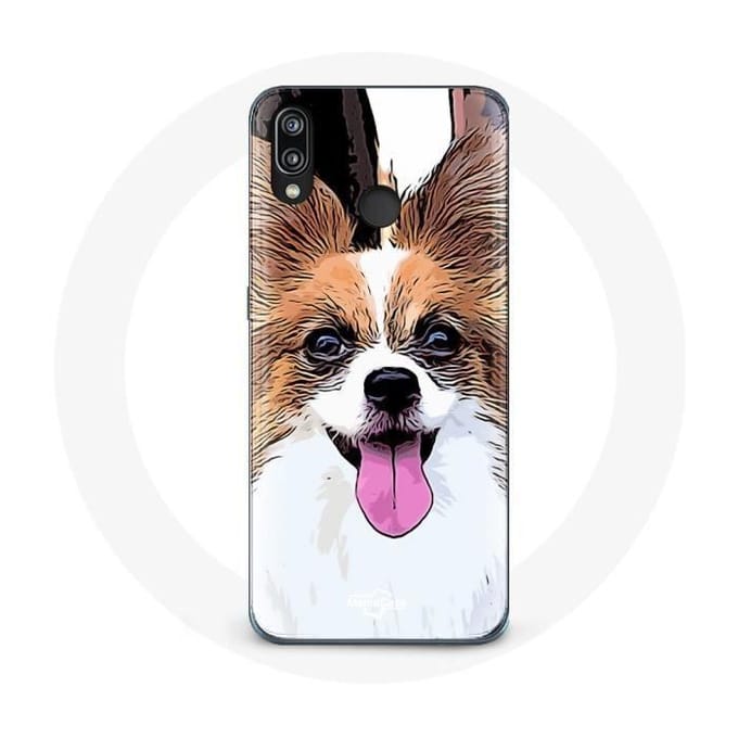Coque pour Huawei P20 Lite Épagneul nain continental papillon Chiot Blanc et marron