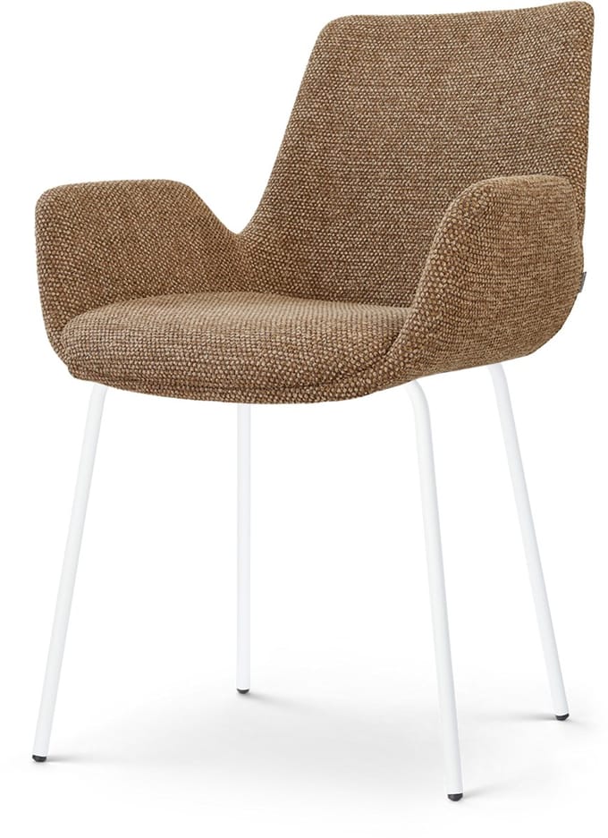 Nolon Nora-Eef Eetkamerstoel bruin blend - wit onderstel - japandi stijl - slanke poten - armleuning