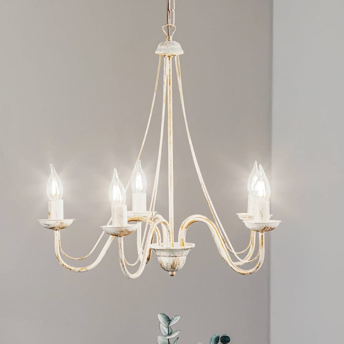 HELAM Kroonluchter Malbo 5-lamps in wit