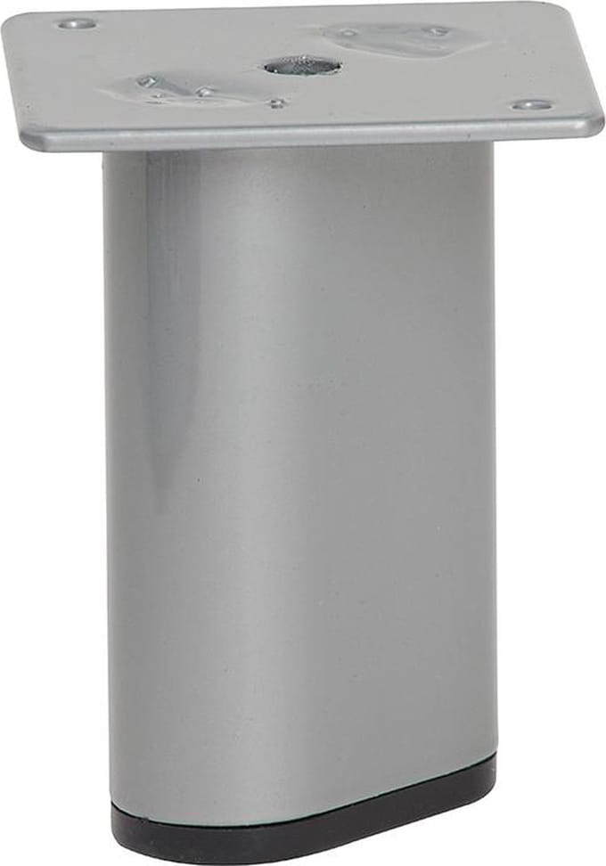 Stalen meubelpoot grijs ovaal 6 bij 3 cm en hoogte 9,5 cm - Set van 4 stuks
