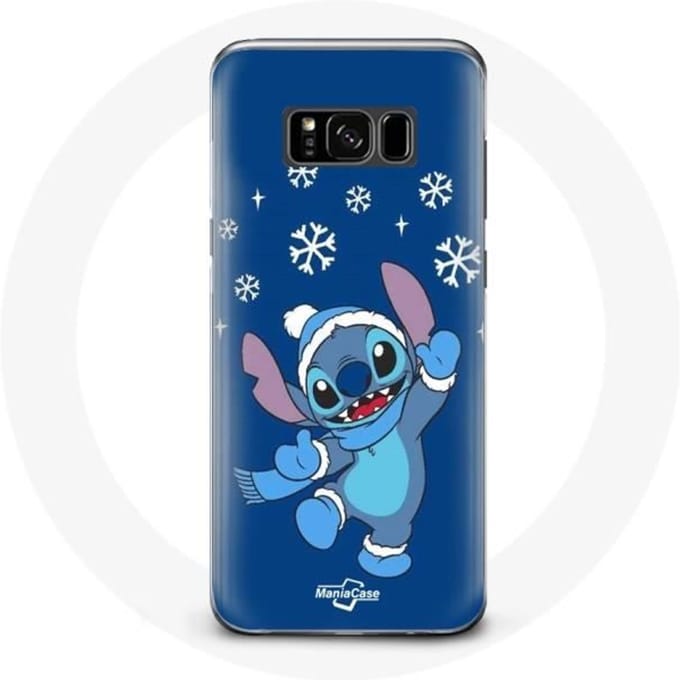 Coque - MANIACASE - Samsung Galaxy S8 plus - Souple - Stitch neige Noël - Bleu bleu