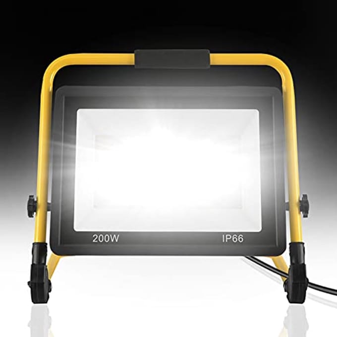 200 W LED Bouwlamp - Waterdichte Schijnwerper met Verstelbare Houder en 3 m Netsnoer