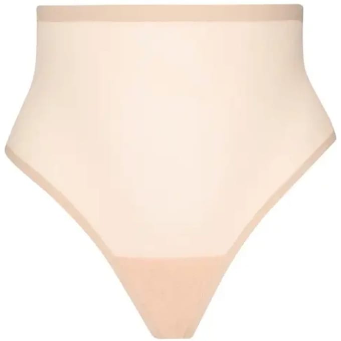 Bye Bra Vormende Tule Mid-Waite Stringtanga Maat M Beige