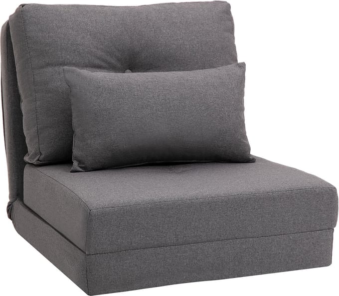 Bodensessel - 2-in-1 Klappbed - Verstelbare Rugleuning - Bodensofa met Zierkussens - Leinen - Comfortabel Bodensitzkussen