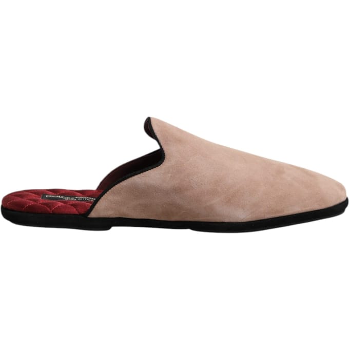 Dolce & Gabbana Beige Capra Suede Sleehakken Platte Slipperschoenen