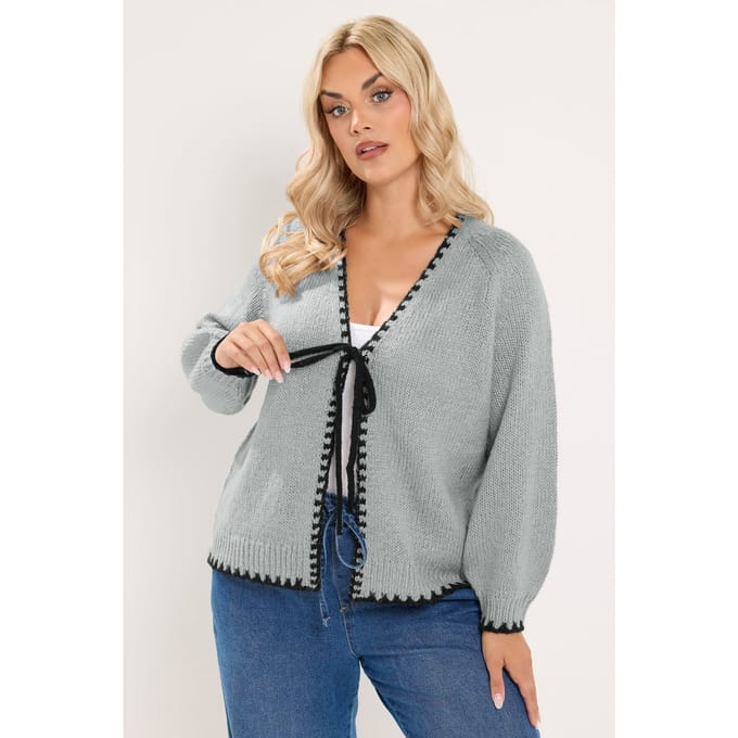 Yours Grijs Vest Met Strik Aan De Voorkant Size 50-52