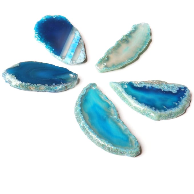 Agaatschijven Onregelmatige Agaat Licht Tafel Schijven voor Doe-het-zelf Sieraden Maken Woondecoratie Blauw 1,2‑2 inch blue