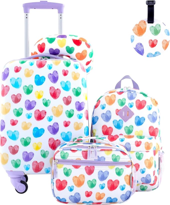 Kinder Reis Set - Bagage Set - Vakantie Voorbereiding - Hart Print Design - 5 Delen