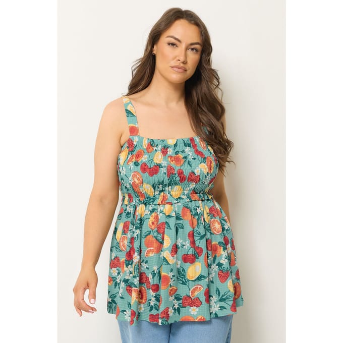 Yours Groene Peplum Top Met Fruitprint Size 42