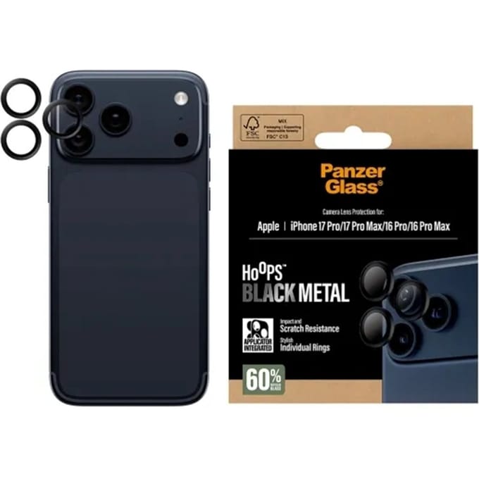 PanzerGlass Screenprotector geschikt voor Apple iPhone 17 Pro Glazen | PanzerGlass Hoops Camera Lens Protector - Case Friendly
