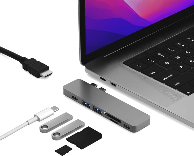 iMounts USB-C hub Macbook Air/Pro - HDMI - Thunderbolt 3 - Space Gray