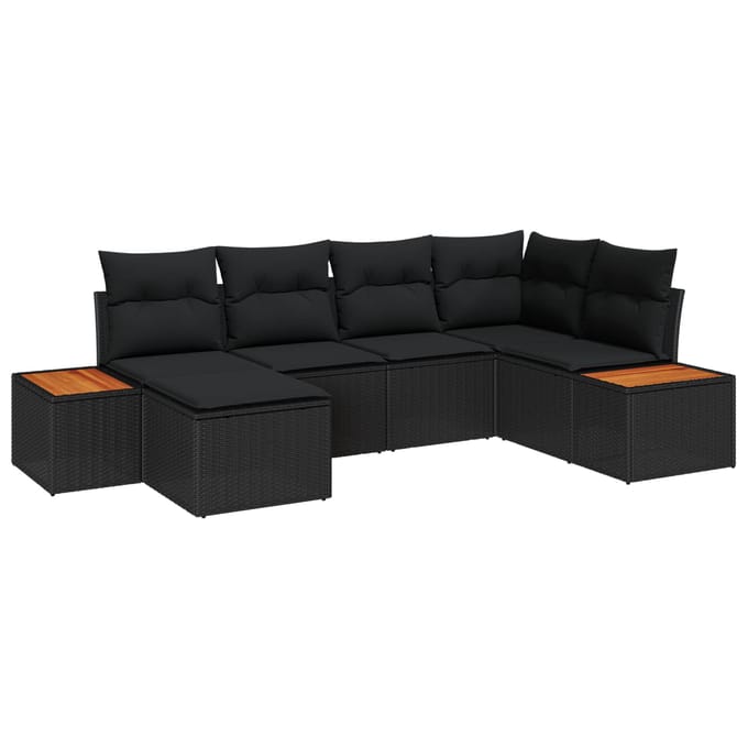 vidaXL Tuin Sofa Set 6 st Zwart poly rattan