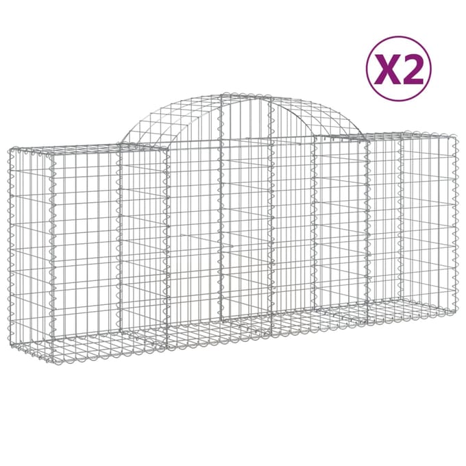 vidaXL - Schanskorven - 2 - st - gewelfd - 200x50x80/100 - cm - gegalvaniseerd - ijzer