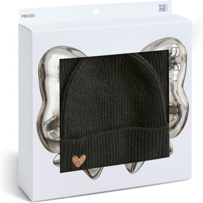 Pieces Dames Wintermuts + Sjaal Gebreid PCNIVA Giftbox Zwart