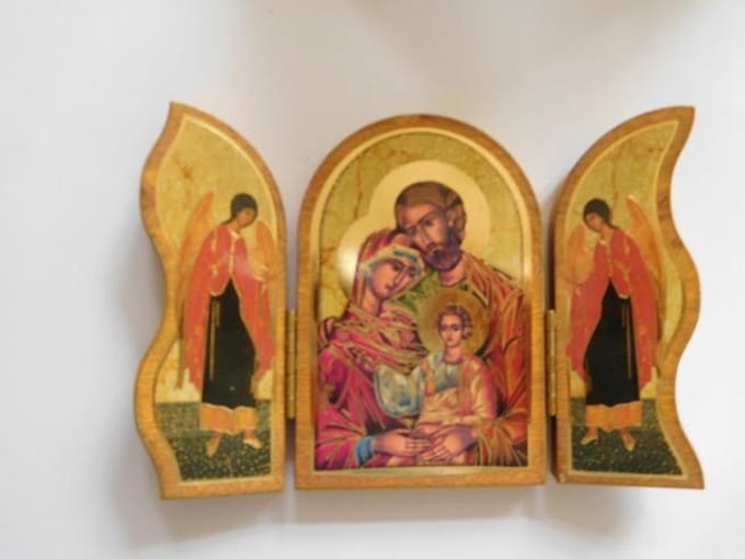 Italie Decoratief beeld of figuur Ikoon in 3 luik