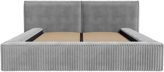 Vente-unique Bed met opbergruimte fluweel lichtgrijs 140 x 190 cm