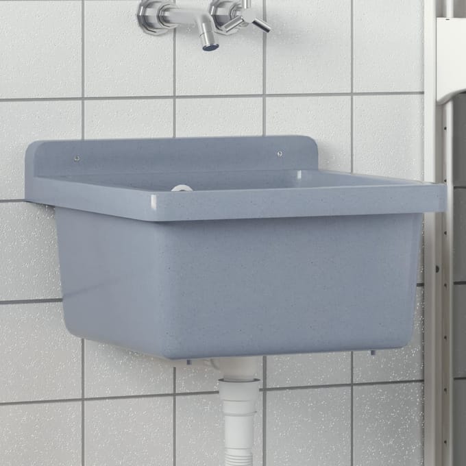 vidaXL - Wasbak - wandgemonteerd - 40x40x24 - cm - hars - grijs