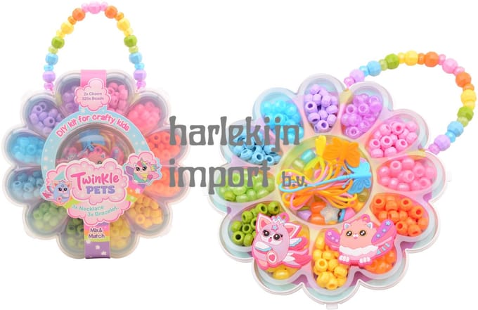 Johntoy kralenset Twinkle Pets in bloemendoos - kleurrijk speelgoed.