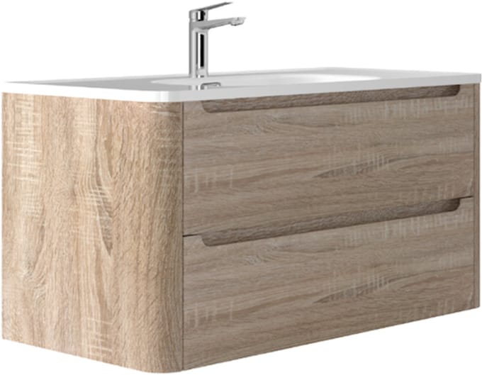 LINEA UNO - Riven 100 - Licht eiken - Badmeubel - - 301744