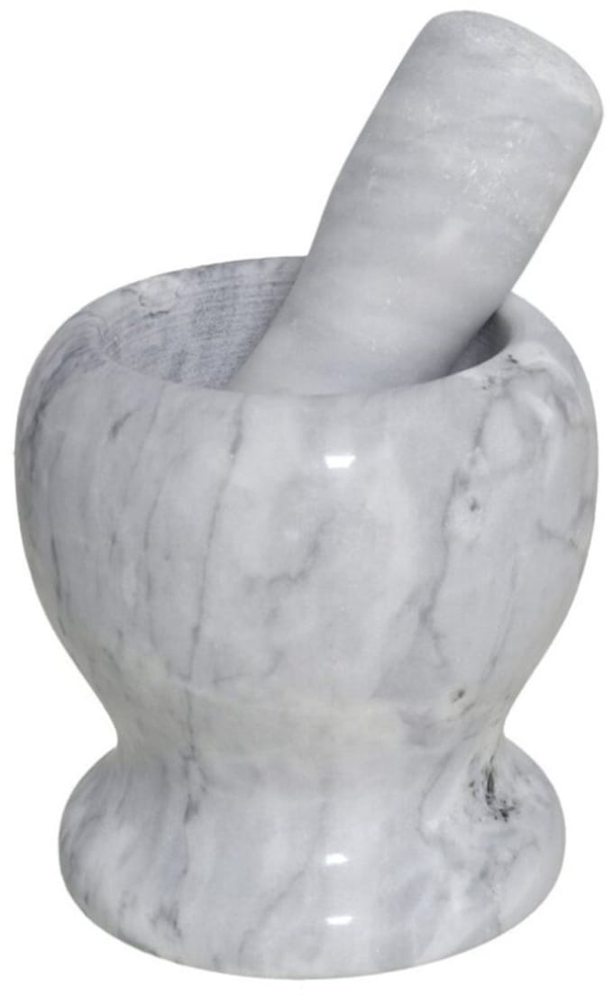 Gerimport Vijzel met stamper - marmer - 10 x 10 x 19 cm - keuken - koken