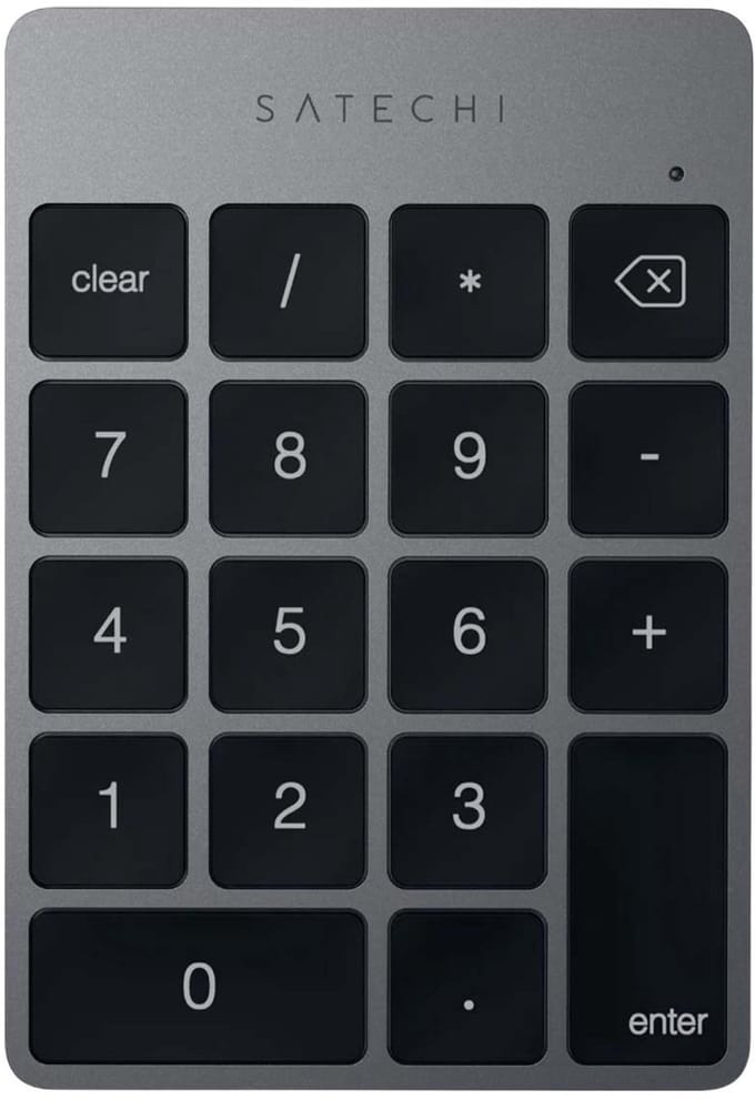 Satechi Slim Draadloos Numeriek Toetsenbord – Geschikt voor Mac en Windows Bluetooth – Oplaadbaar via microUSB – Compact ontwerp - Grijs