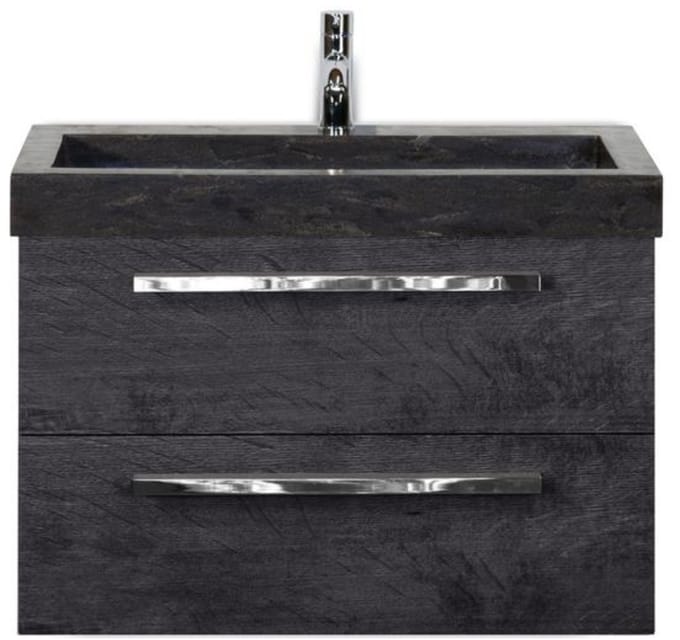 Seville Badmeubelset 80 cm - Black Oak - Wastafel Hardsteen Wit Lucca