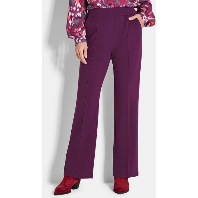 Broek met elastische band en biesjes - bessen - Gr. 52 van Goldner Fashion