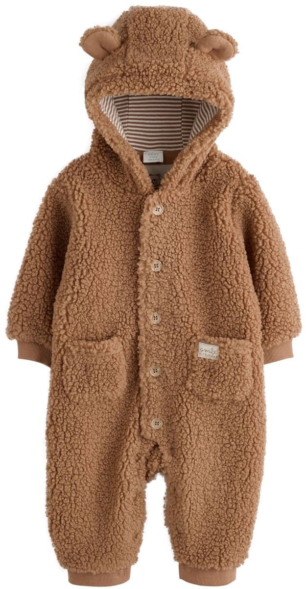 Next - Pasgeboren unisex - Babypakje met capuchon van borg - Bruin