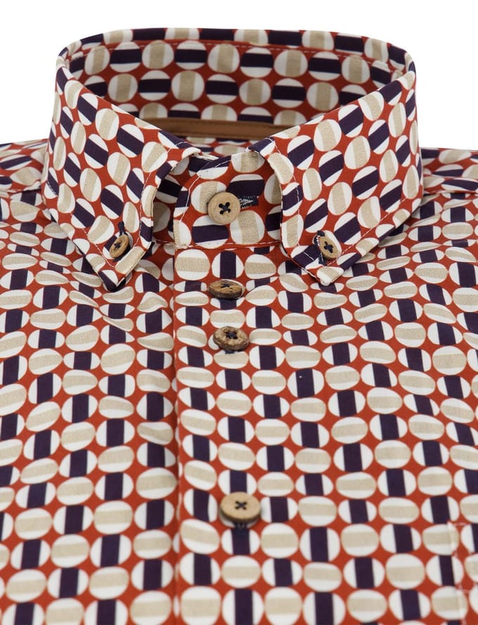 rood regular fit overhemd Eden Valley borstzak katoen geprint
