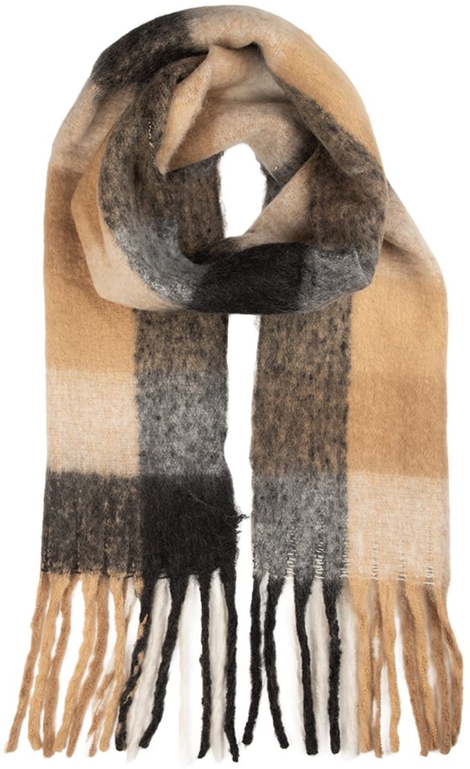 Clayre & Eef Wintersjaal Dames 38x200 cm Zwart Textiel