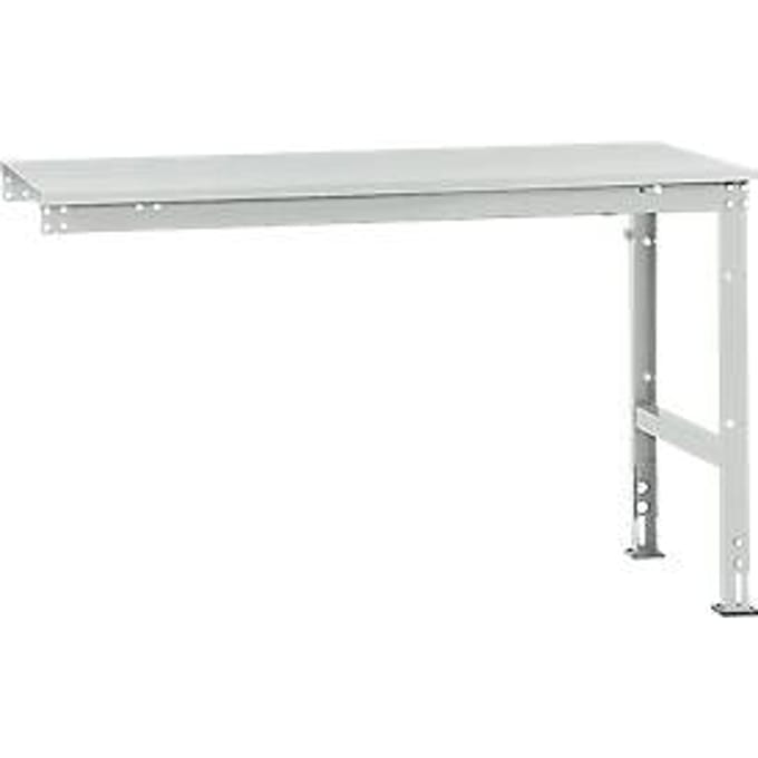 Manuflex AU6051.7035 Werk aanschuiftafel universele standaard met melamine schijf, bxdxh = 1500 x 800 x 760-870 mm Grijs-wit (RAL 7035)