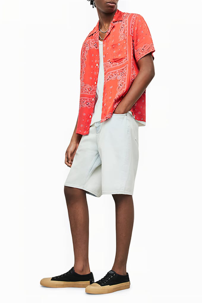 AllSaints Tikal Ss Shirt Ruby Red Größe: M | Casual hemden Outlet | Herren | Rot