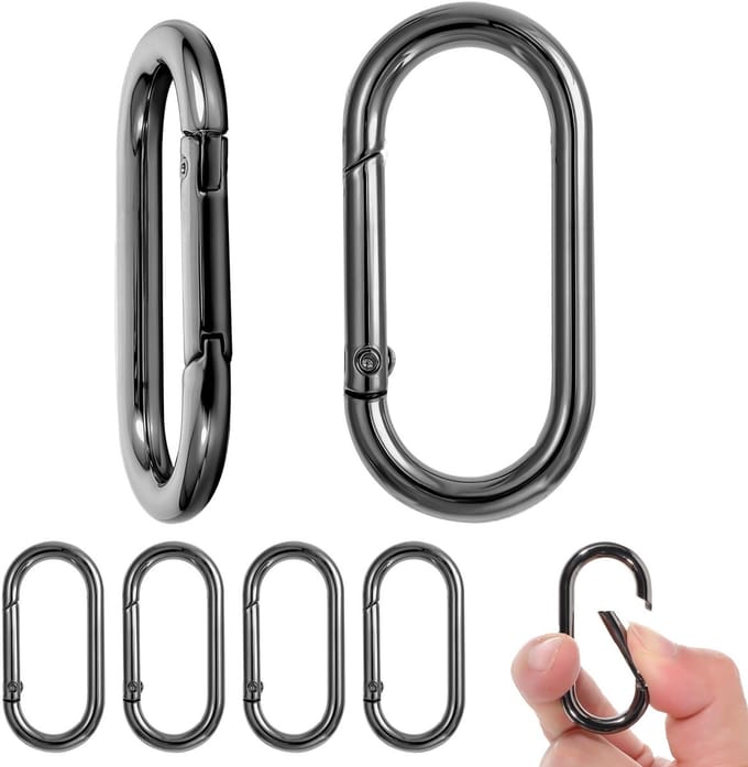 6 Ovale karabijnhaak clips - sleutelhanger veer clips - tassen