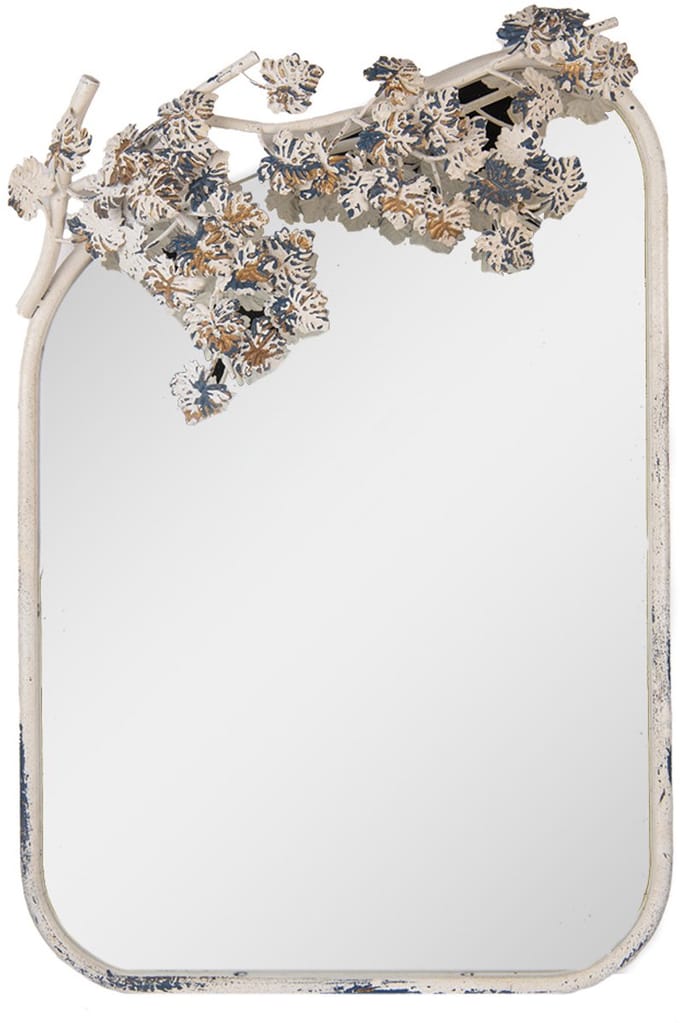 Clayre & Eef Spiegel 58x12x89 cm Wit Metaal