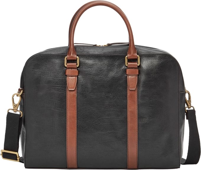 FOSSIL Handtas Schoudertas met laptopvak Evan Workbag Black Zwart