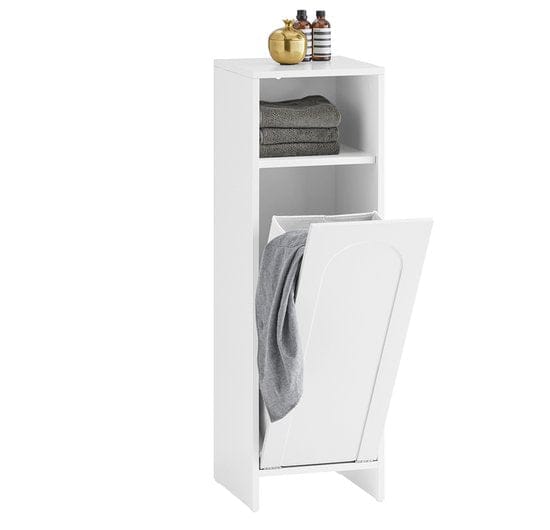 SoBuy Wasmandkast – Met Uitklapbare Waszak – max. 17 kg – 30 x 30 x 97 cm – Wit
