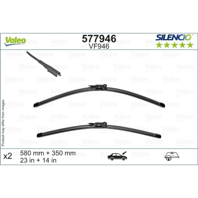 Wisserblad VALEO Silencio 577946, 580/350mm, Voor, 2 Stuk