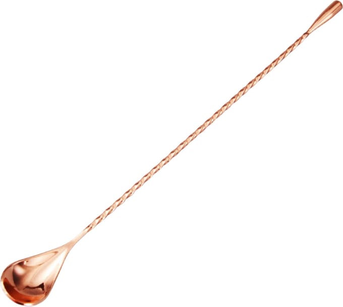 Barlepel - Cocktail lepel gedraaid - RVS koper kleur - 30CM