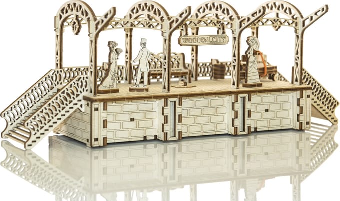Wooden City Treinstation - Houten Modelbouw