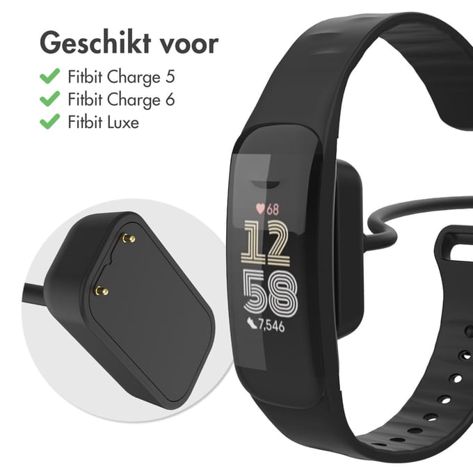 iMoshion USB-A oplaadkabel - Geschikt voor de Fitbit Charge 6 / Charge 5 / Luxe - Smartwatch Oplader - 1 meter