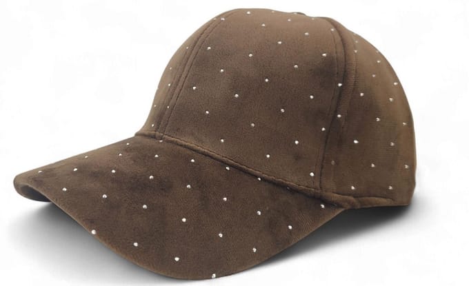 Strass klinknagels | 6-panel fluwelen baseballcap met gebogen klep | verstelbare effen pet met klittenbandsluiting 56-59 cm